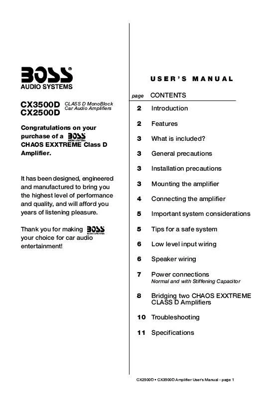 Mode d'emploi BOSS CHAOS EXXTREME CX2500D