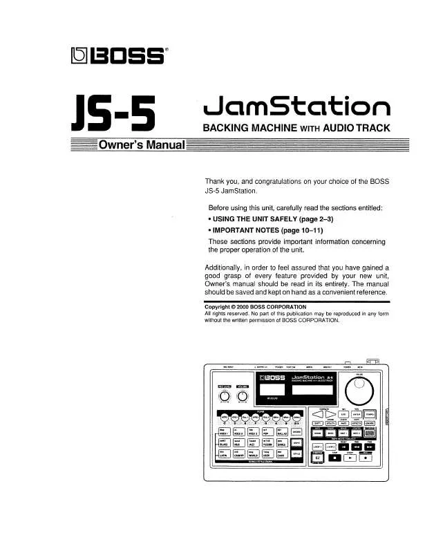 Mode d'emploi BOSS JS-5 JAMSTATION