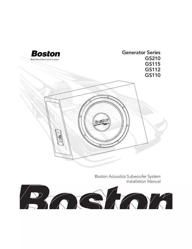 Mode d'emploi BOSTON ACOUSTICS GS110 ENCLOSED 4OHM 10 GS 1000 WOOFER