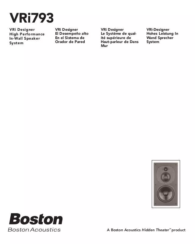 Mode d'emploi BOSTON ACOUSTICS VRI793
