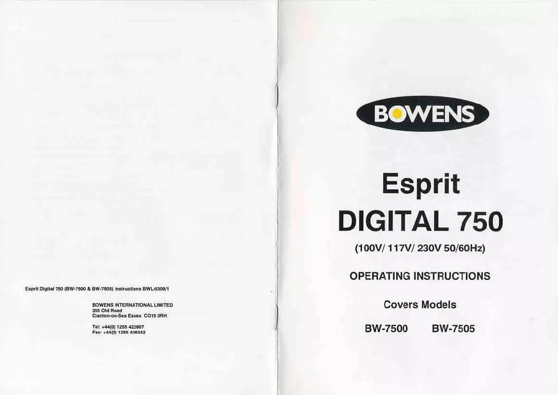 Mode d'emploi BOWENS ESPRIT DIGITAL PRO750