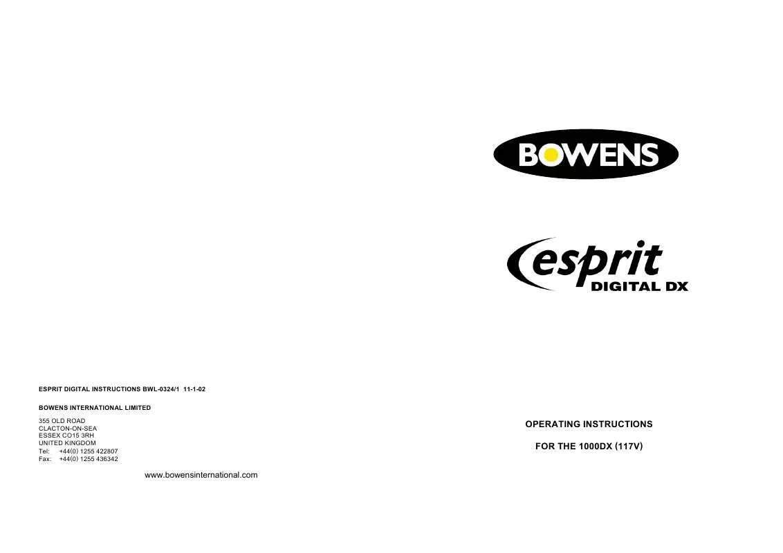 Mode d'emploi BOWENS ESPRIT DX1000