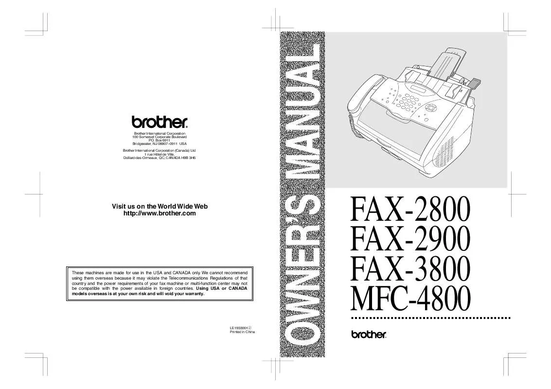 Mode d'emploi BROTHER FAX-2900