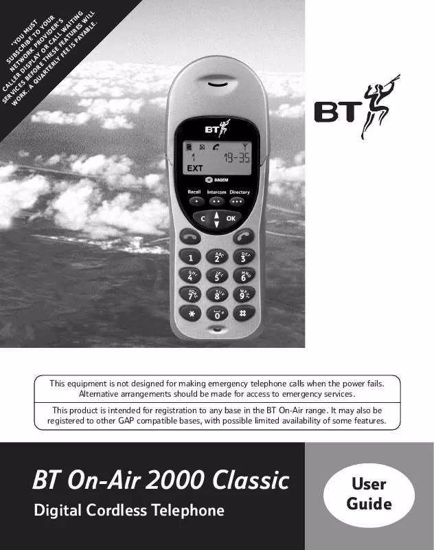 Mode d'emploi BT ON-AIR 2000 CLASSIC