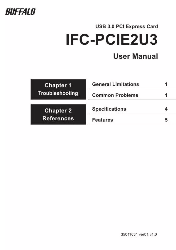 Mode d'emploi BUFFALO IFC-PCIE2U3: USB 3.0 PCI EXPRESS INTERFACE CARD