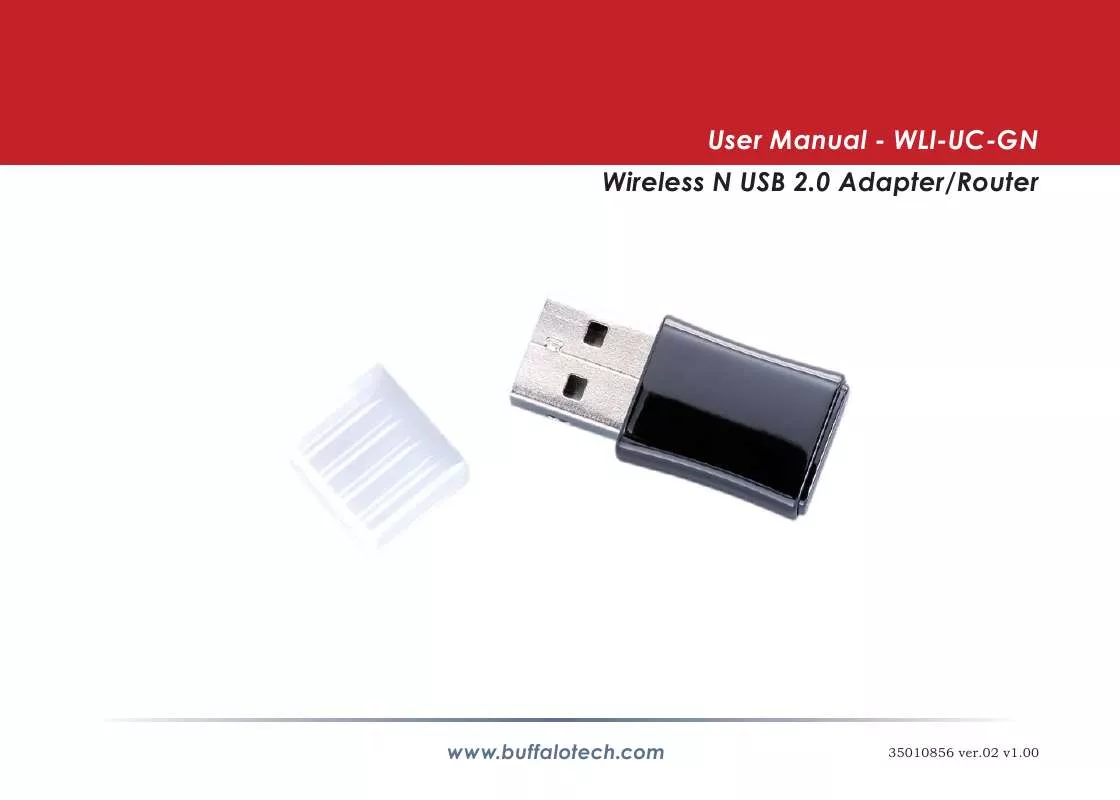 Mode d'emploi BUFFALO WLI-UC-GN : NFINITI™ WIRELESS-N ULTRA-COMPACT USB 2.0 ADAPTER