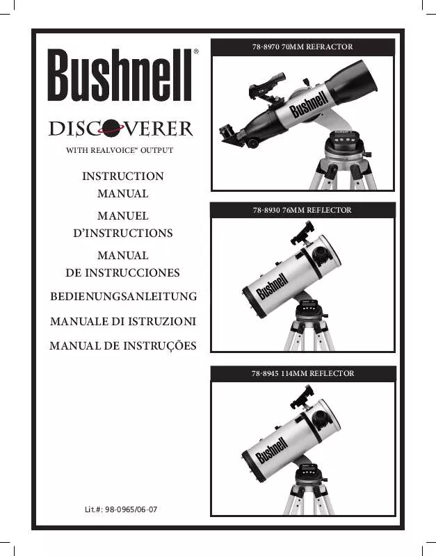 Mode d'emploi BUSHNELL DISCOVERER 78-8970
