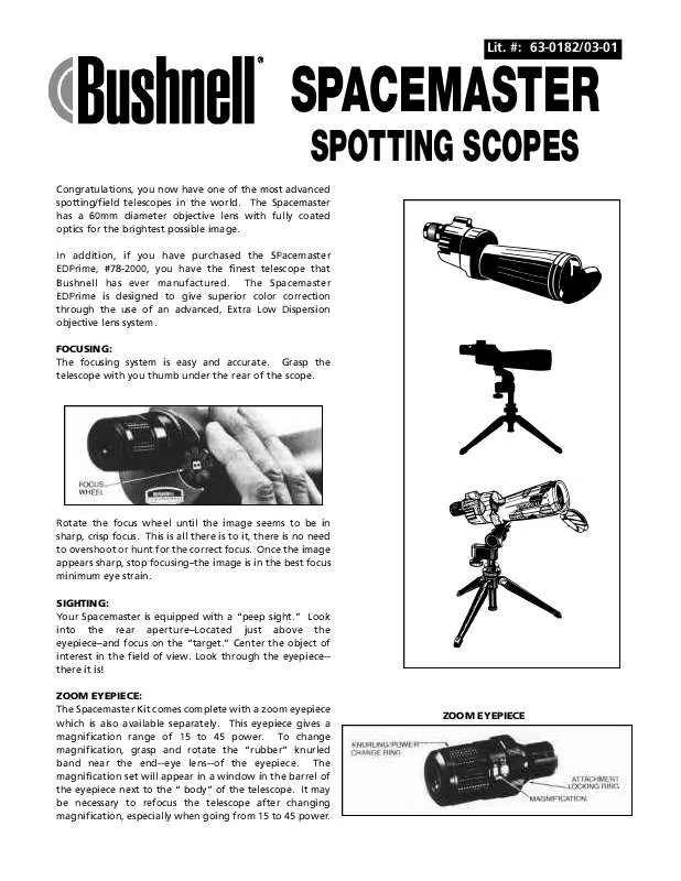 Mode d'emploi BUSHNELL SPACEMASTER