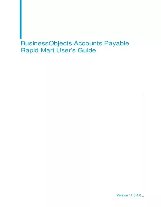 Mode d'emploi BUSINESS OBJECTS ACCOUNTS PAYABLE RAPID MART 11.5.4.0