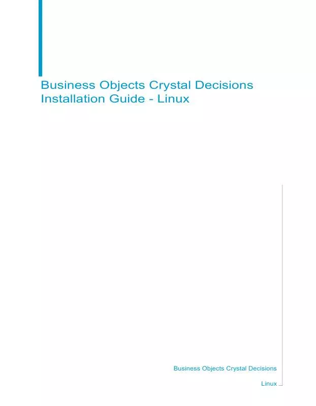 Mode d'emploi BUSINESS OBJECTS CRYSTAL DECISIONS