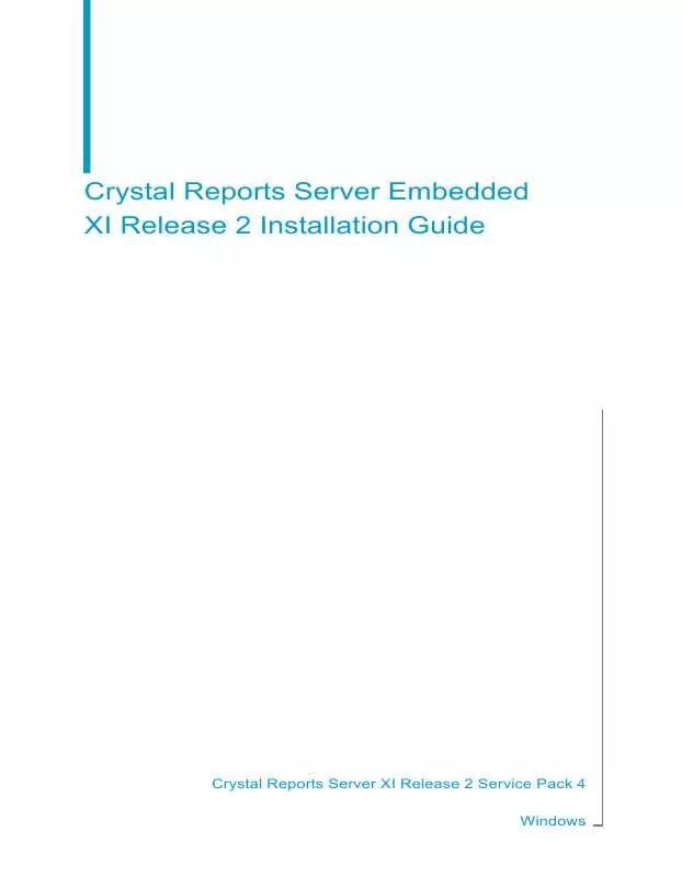 Mode d'emploi BUSINESS OBJECTS CRYSTAL REPORTS SERVER EMBEDDED XI