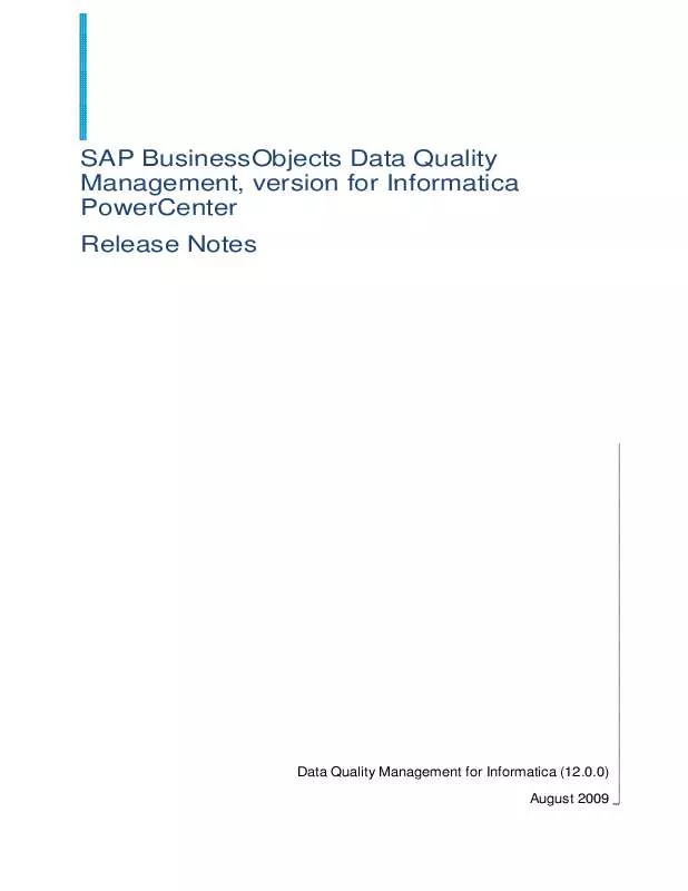 Mode d'emploi BUSINESS OBJECTS DATA QUALITY MANAGEMENT