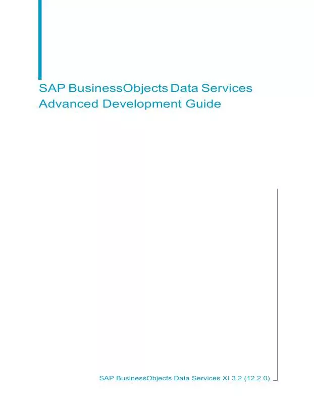 Mode d'emploi BUSINESS OBJECTS DATA SERVICES XI 3.2