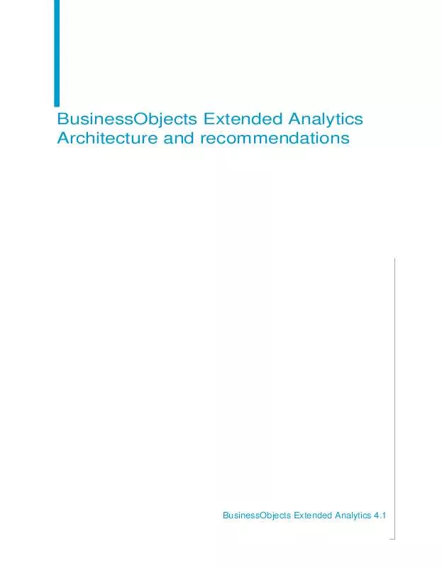Mode d'emploi BUSINESS OBJECTS EXTENDED ANALYSTICS 4.1
