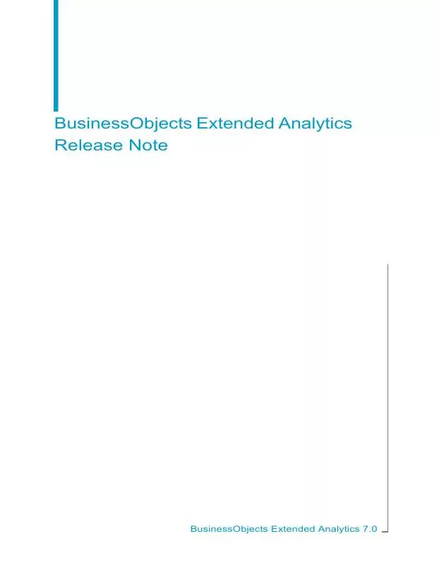 Mode d'emploi BUSINESS OBJECTS EXTENDED ANALYSTICS 7.0