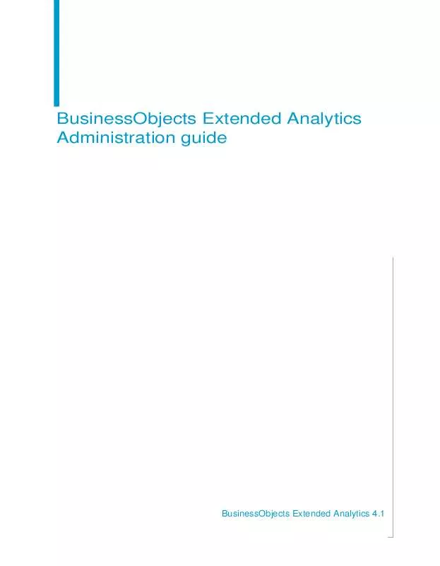 Mode d'emploi BUSINESS OBJECTS EXTENDED ANALYTICS 4.1