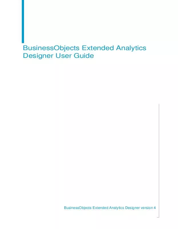 Mode d'emploi BUSINESS OBJECTS EXTENDED ANALYTICS 4