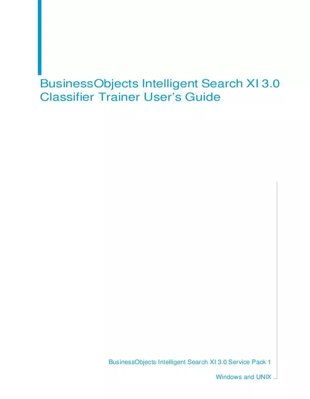 Mode d'emploi BUSINESS OBJECTS INTELLIGENT SEARCH XI 3.0