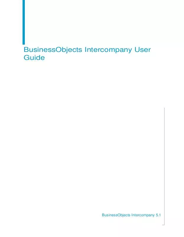 Mode d'emploi BUSINESS OBJECTS INTERCOMPAGNY 5.1