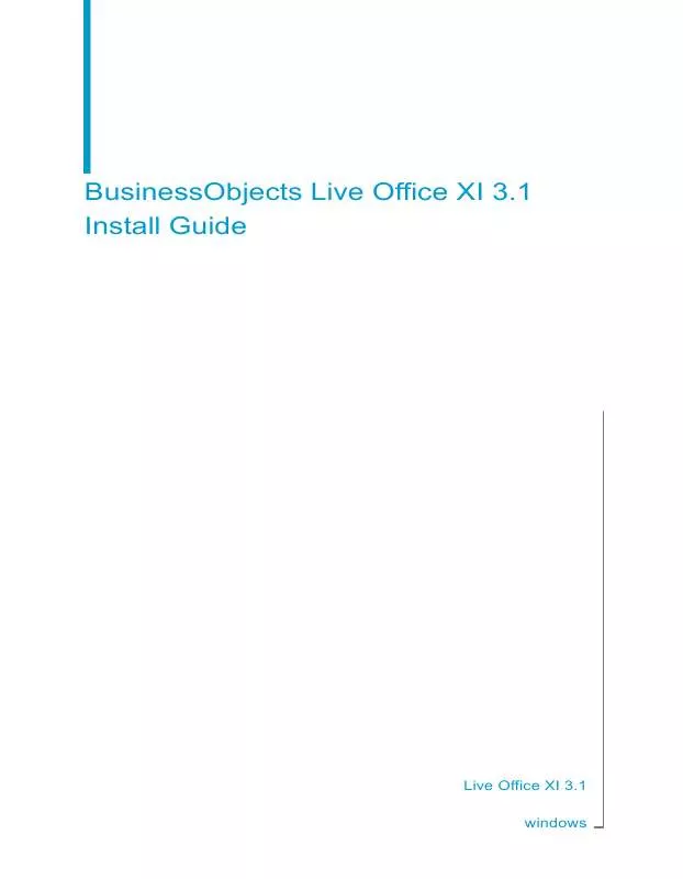 Mode d'emploi BUSINESS OBJECTS LIVE OFFICE XI 3.1