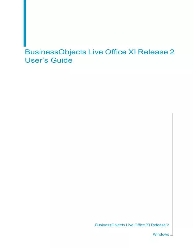 Mode d'emploi BUSINESS OBJECTS LIVE OFFICE XI