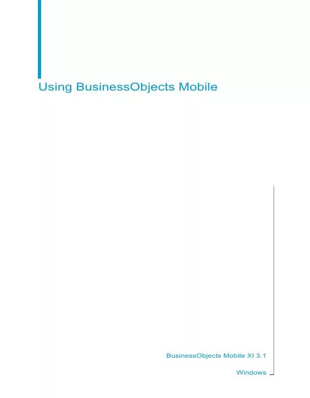 Mode d'emploi BUSINESS OBJECTS MOBILE XI 3.1