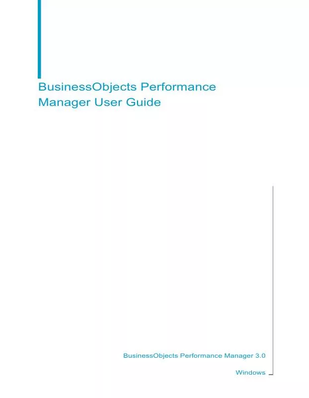 Mode d'emploi BUSINESS OBJECTS PERFORMANCE MANAGER 3.0