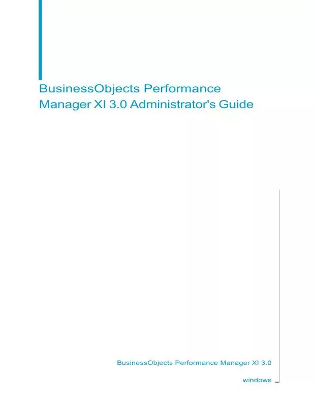 Mode d'emploi BUSINESS OBJECTS PERFORMANCE MANAGER XI 3.0