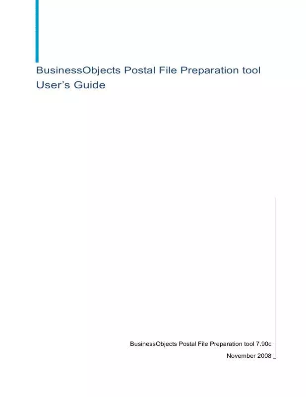 Mode d'emploi BUSINESS OBJECTS POSTAL FILE PREPARATION TOOL