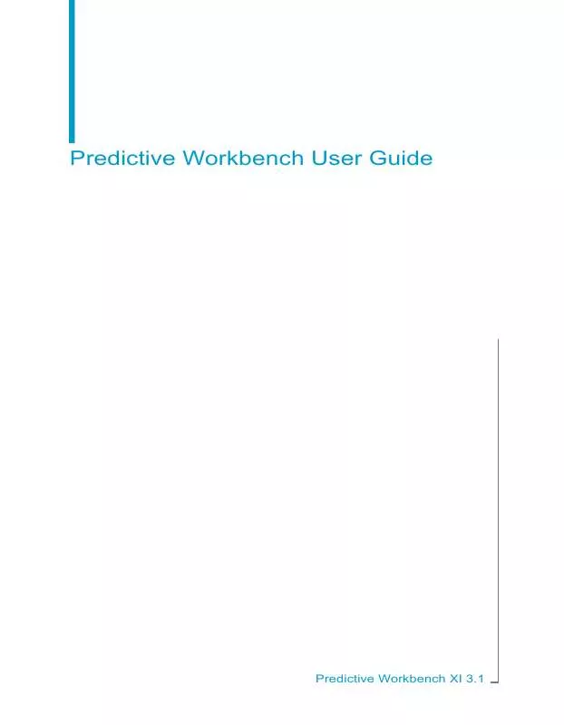 Mode d'emploi BUSINESS OBJECTS PREDICTIVE WORKBENCH XI 3.1