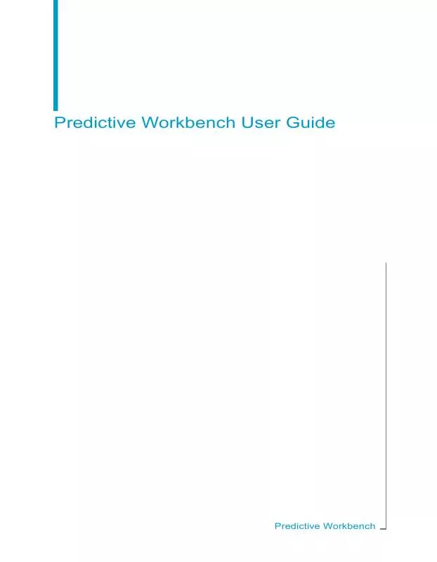 Mode d'emploi BUSINESS OBJECTS PREDICTIVE WORKBENCH
