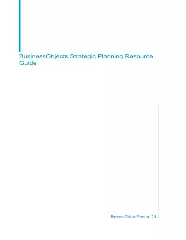 Mode d'emploi BUSINESS OBJECTS STRATEGIC PLANNING 10.8