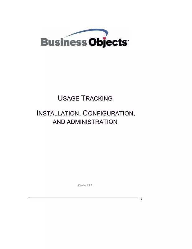 Mode d'emploi BUSINESS OBJECTS USAGE TRACKING