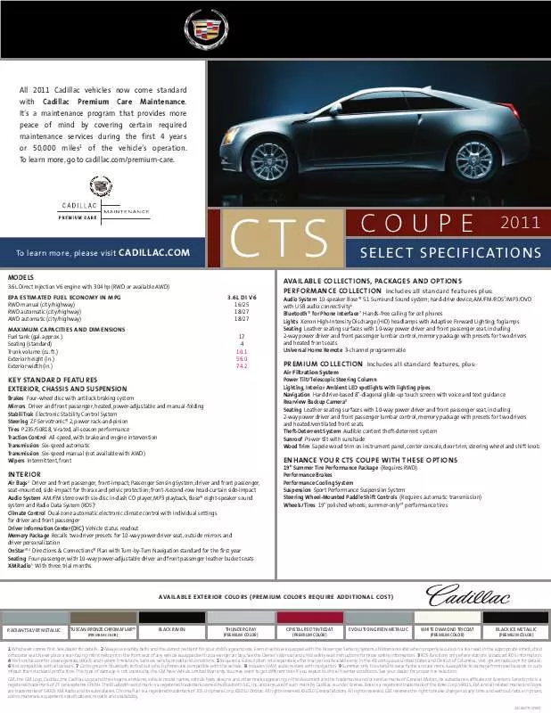 Mode d'emploi CADILLAC CTS COUPE