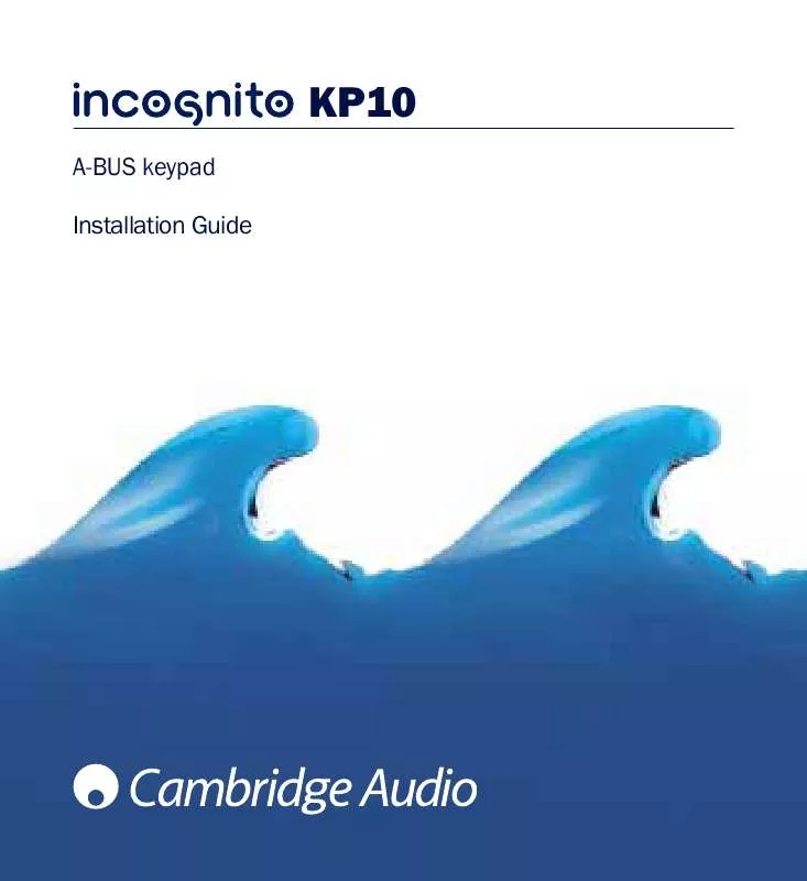 Mode d'emploi CAMBRIDGE AUDIO INCOGNITO KP10 CU