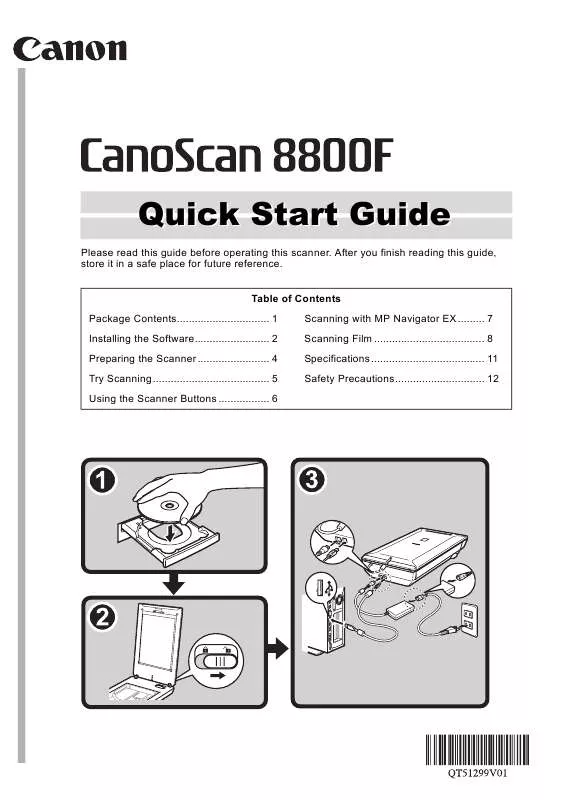 Mode d'emploi CANON CANOSCAN 8800F