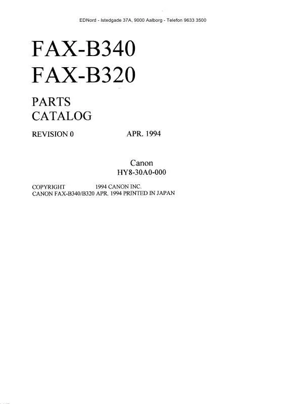 Mode d'emploi CANON FAX-B340