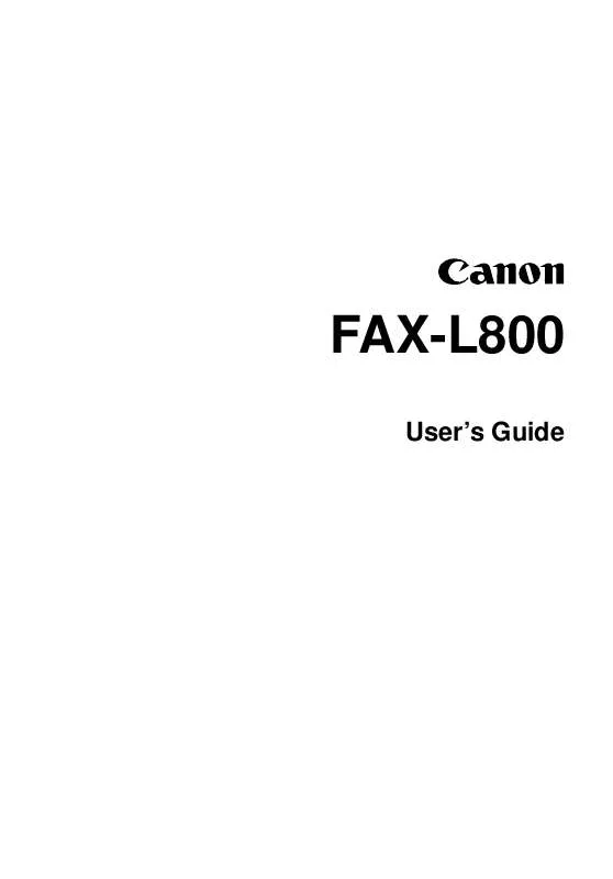 Mode d'emploi CANON FAX-L800