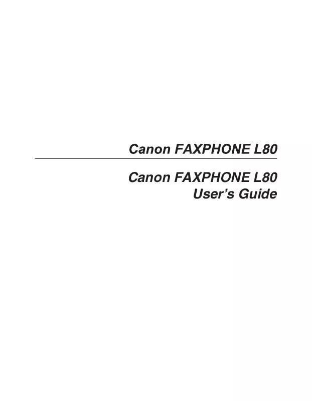 Mode d'emploi CANON FAX-L80