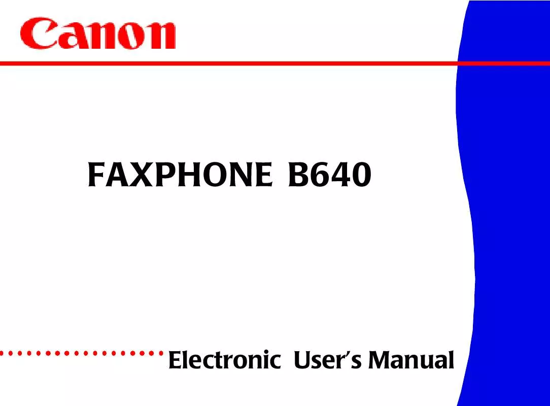 Mode d'emploi CANON FAX-PHONE B640