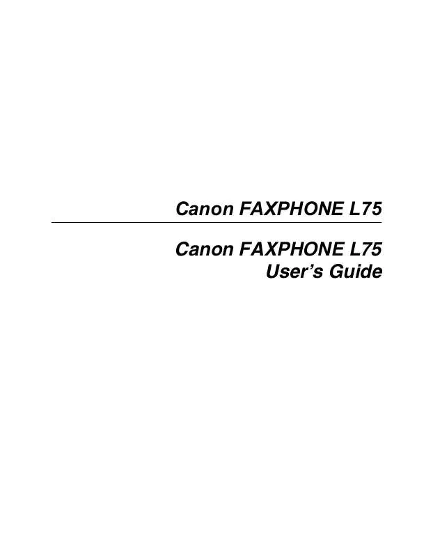 Mode d'emploi CANON FAX-PHONE L75