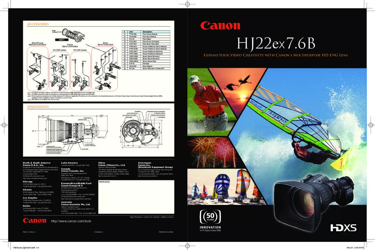 Mode d'emploi CANON HJ22EX7.6B