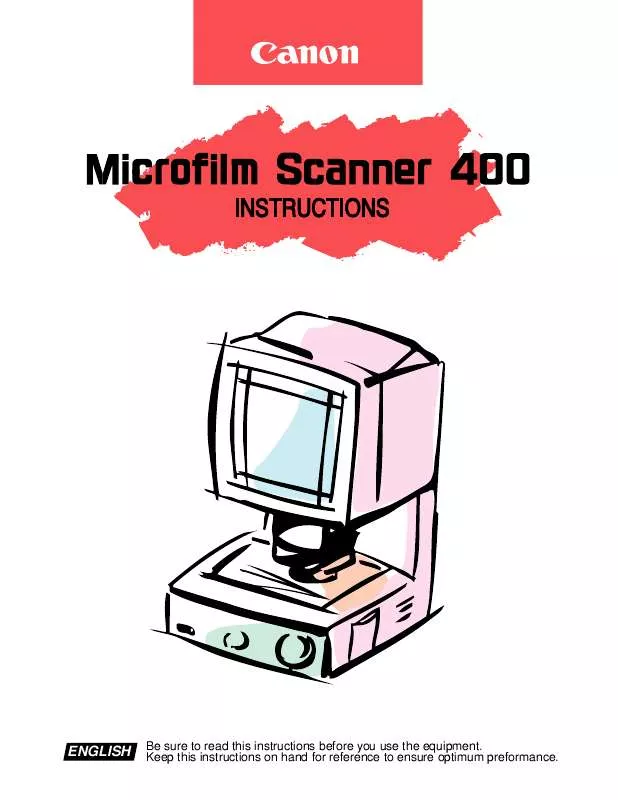 Mode d'emploi CANON MICROFILM SCANNER 400
