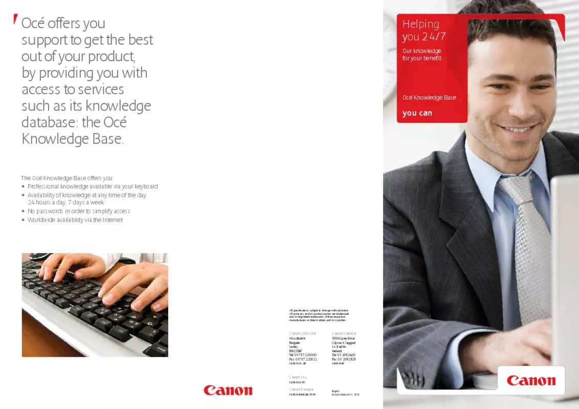 Mode d'emploi CANON OCE KNOWLEDGE BASE FLYER