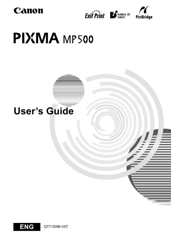 Mode d'emploi CANON PIXMA MP500