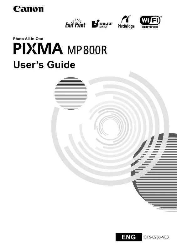 Mode d'emploi CANON PIXMA MP800R