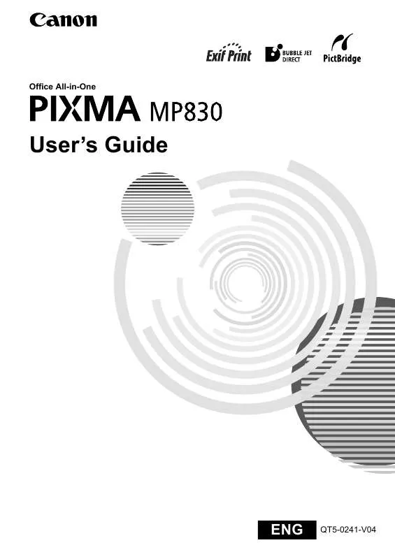 Mode d'emploi CANON PIXMA MP830