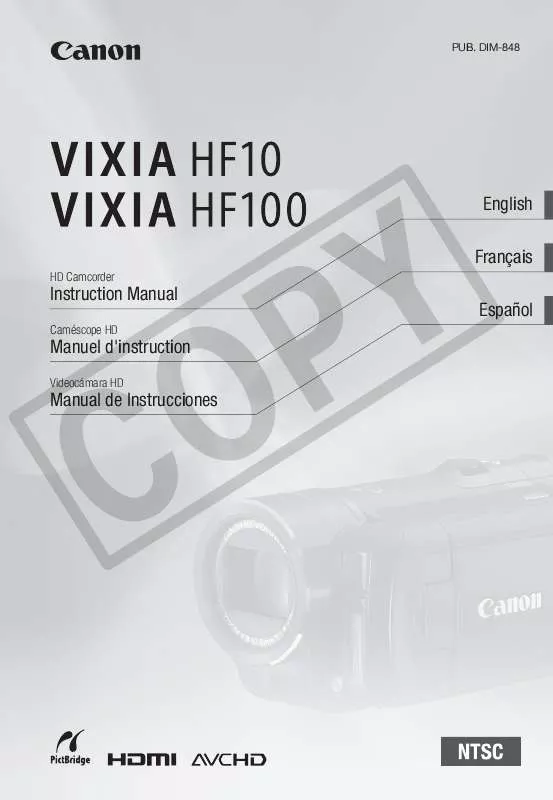 Mode d'emploi CANON VIXIA HF10