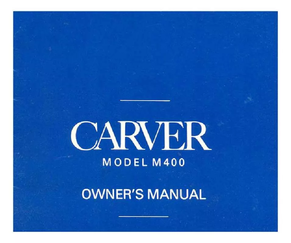 Mode d'emploi CARVER M-400