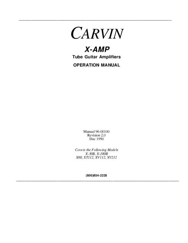 Mode d'emploi CARVIN X-AMP